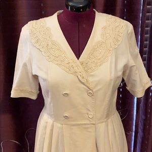 Laura Ashley Linen Dress w/ Battenberg Lace Collar